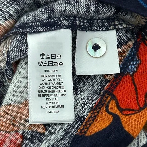 NWT Tahari Womens Size Large 100% Linen Button Front Top - Picture 9 of 9